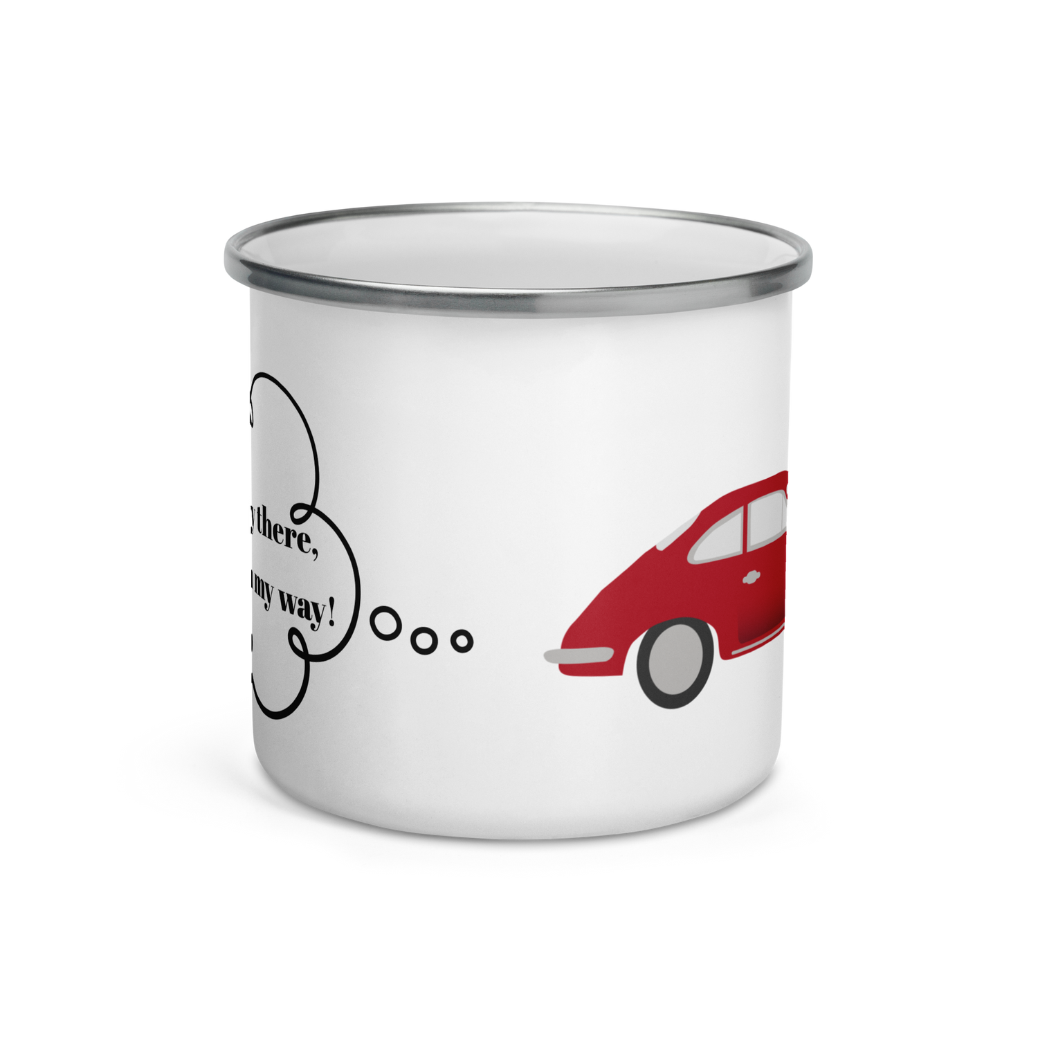 Red Car Graphic Enamel Mug