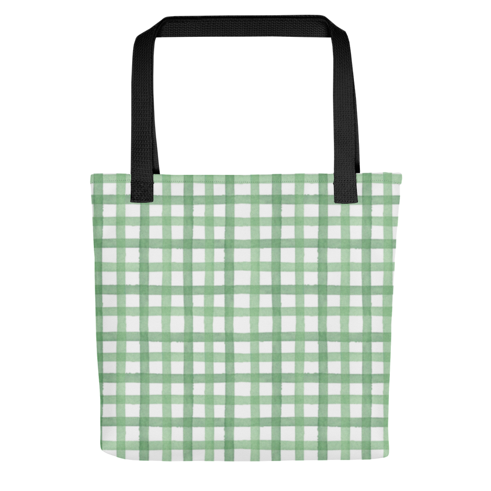 Checkered Pattern Tote Bag - Green/White