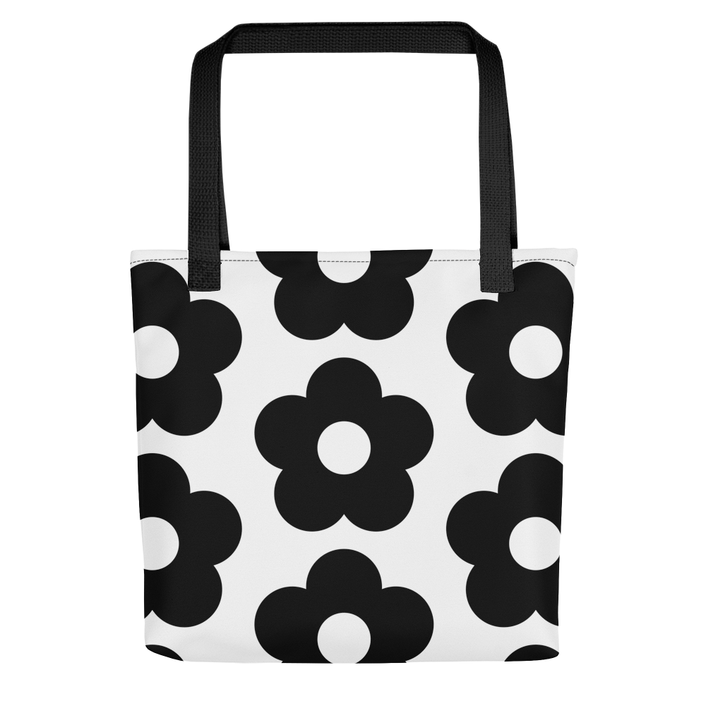 Daisy All Over Print Tote Bag - Black/White