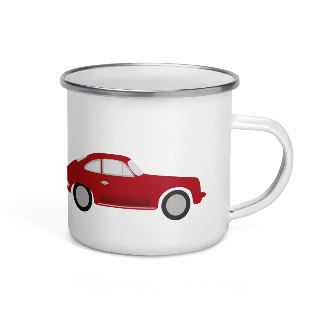 Red Car Graphic Enamel Mug